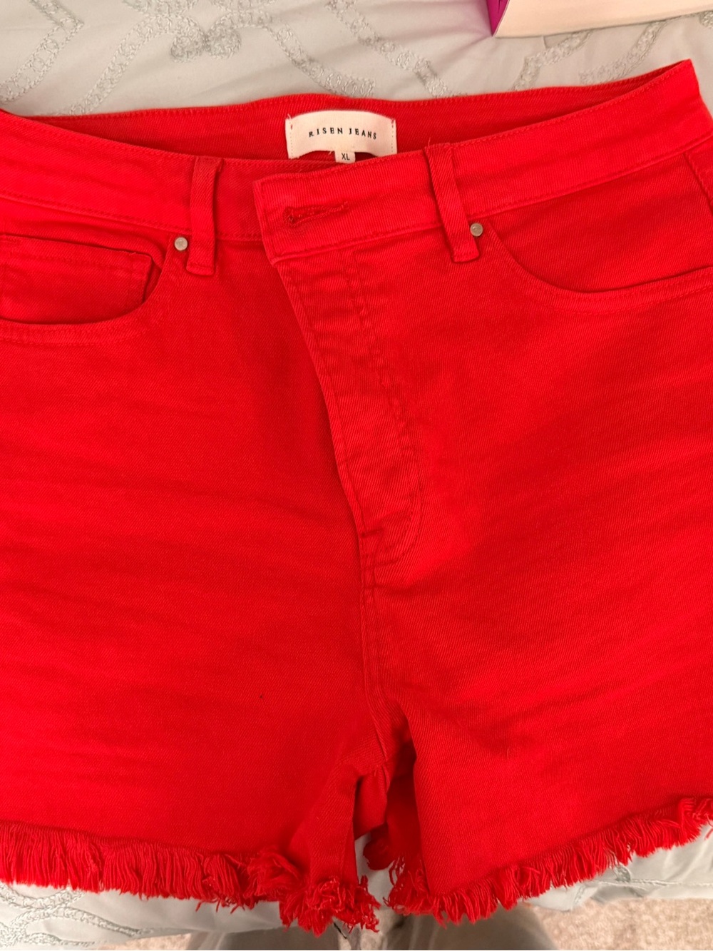 Risen Jeans High-Waist Red Women's Denim Shorts